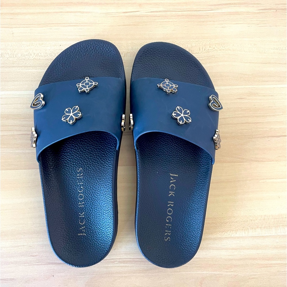 Jack Rogers Women Blue Slides, size 6